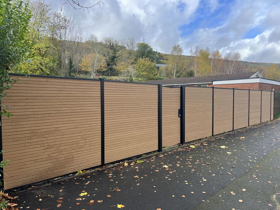 brown composite fencing for schools
